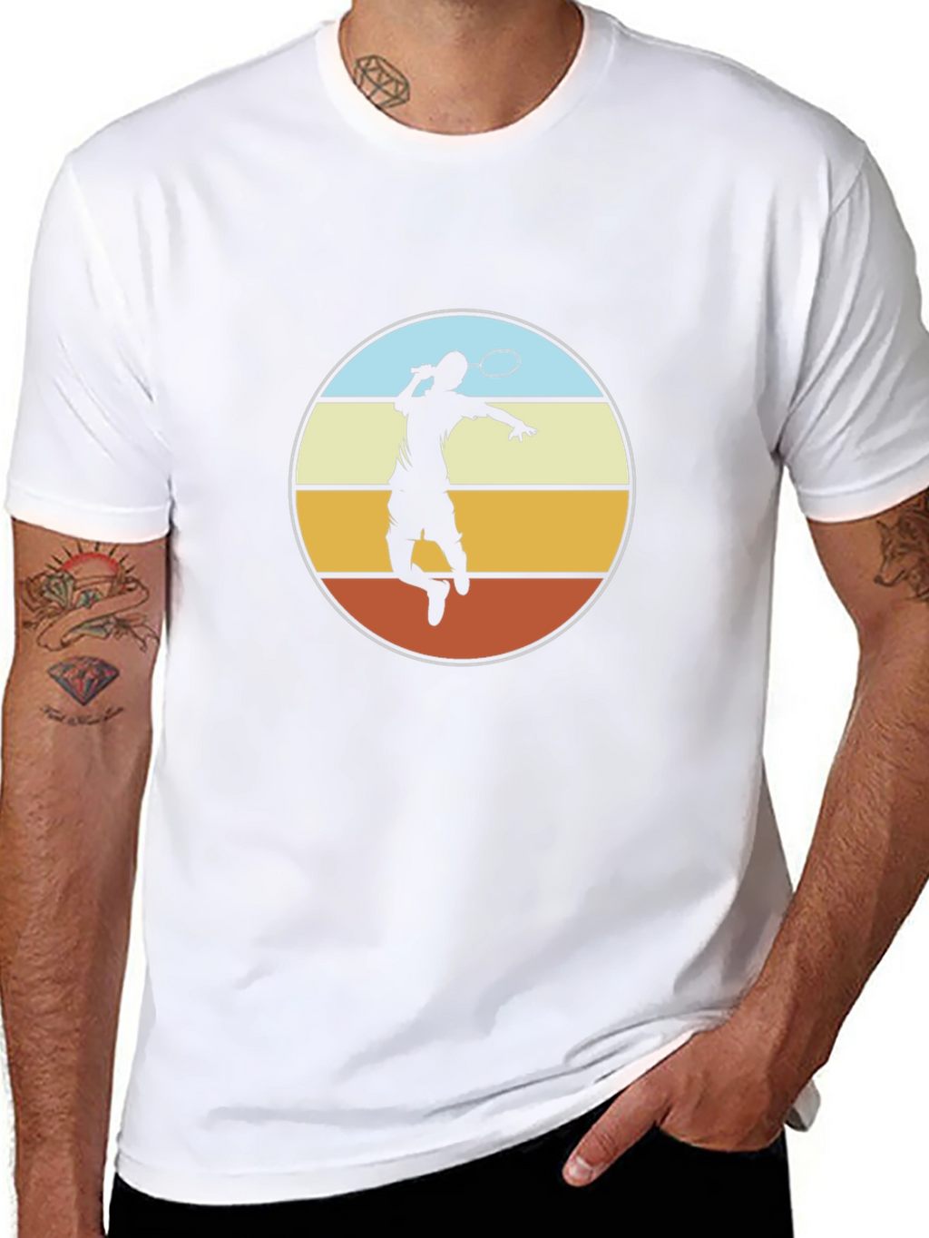 Badminton Player Graphic Tee - Retro Style Design