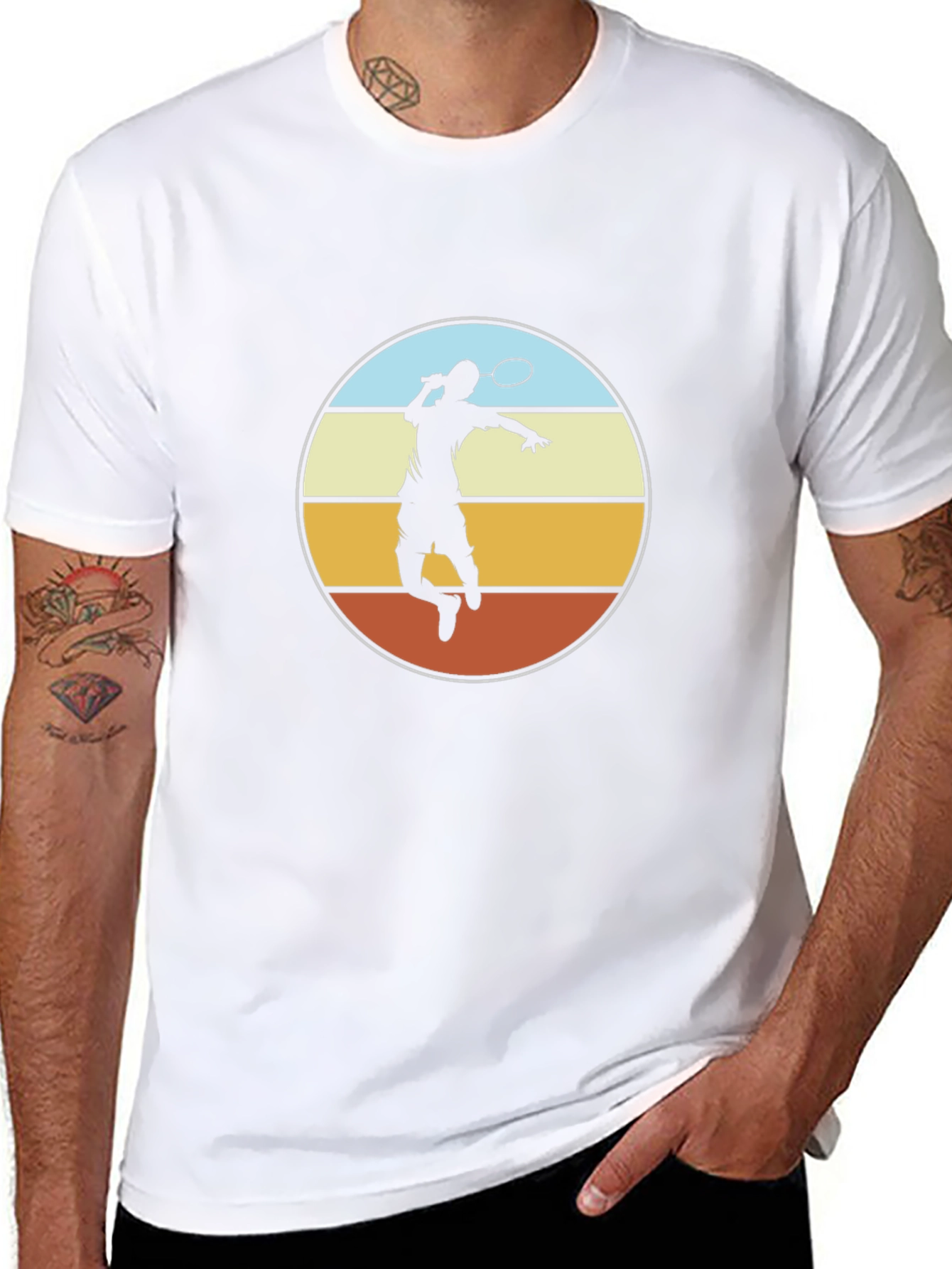Badminton Player Graphic Tee - Retro Style Design