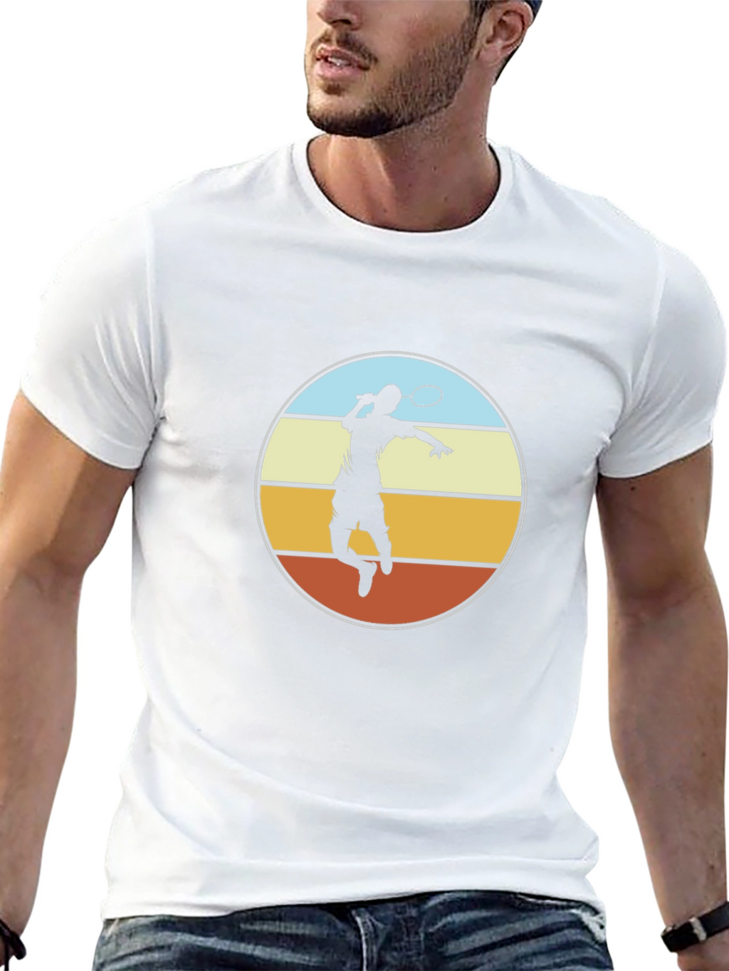Badminton Player Graphic Tee - Retro Style Design
