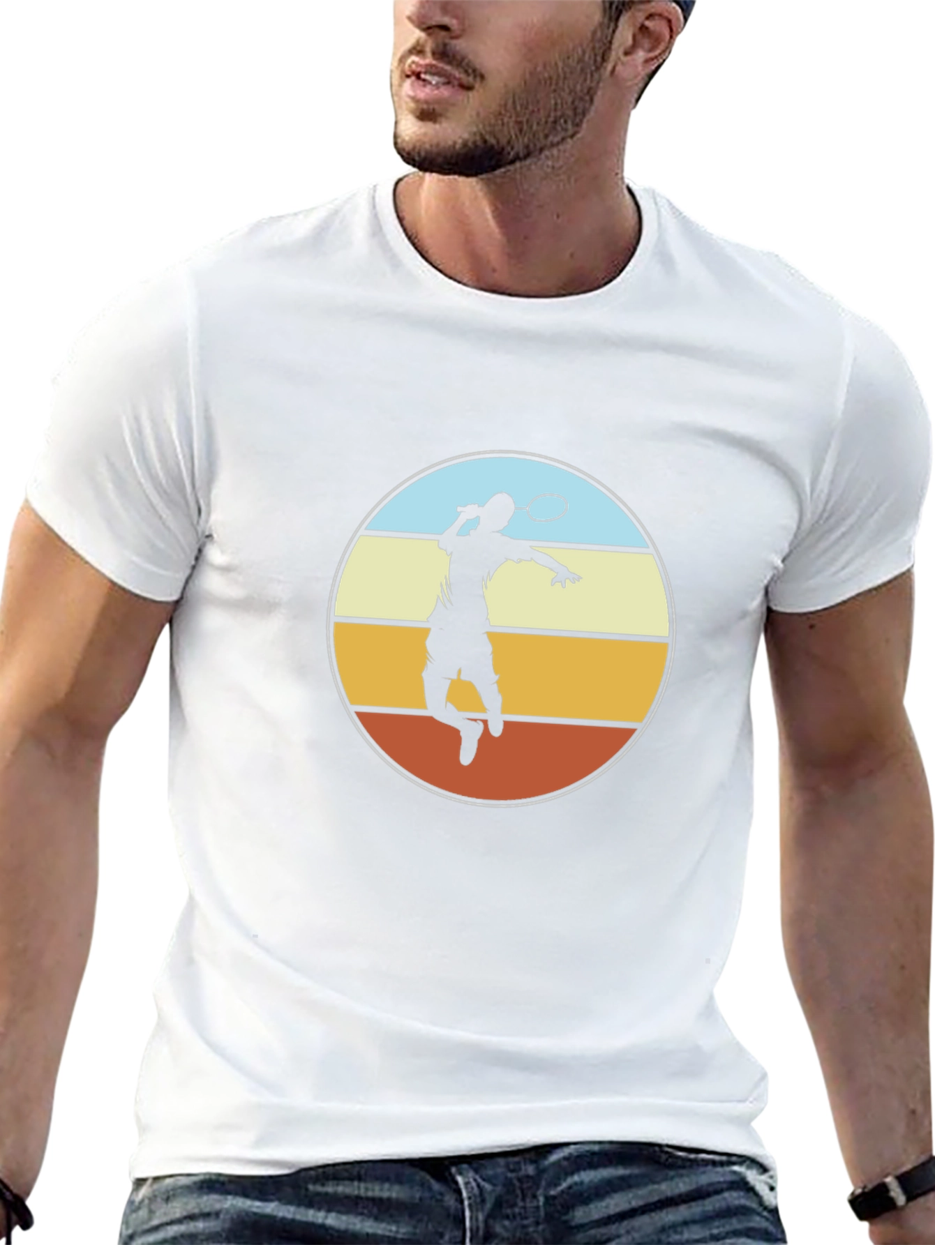Badminton Player Graphic Tee - Retro Style Design