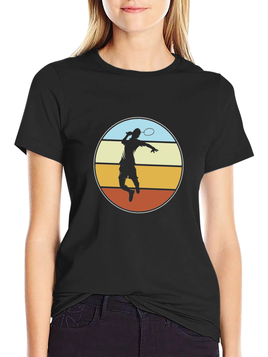 Badminton Player Graphic Tee - Retro Style Design