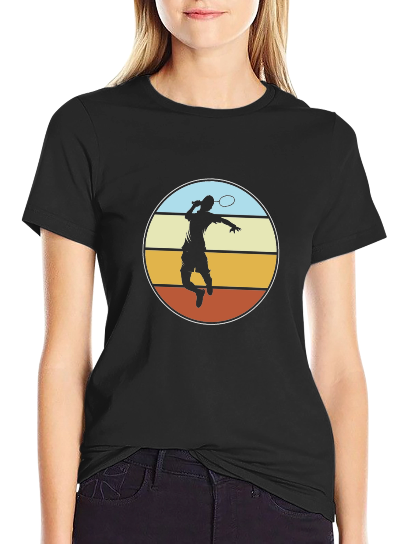 Badminton Player Graphic Tee - Retro Style Design