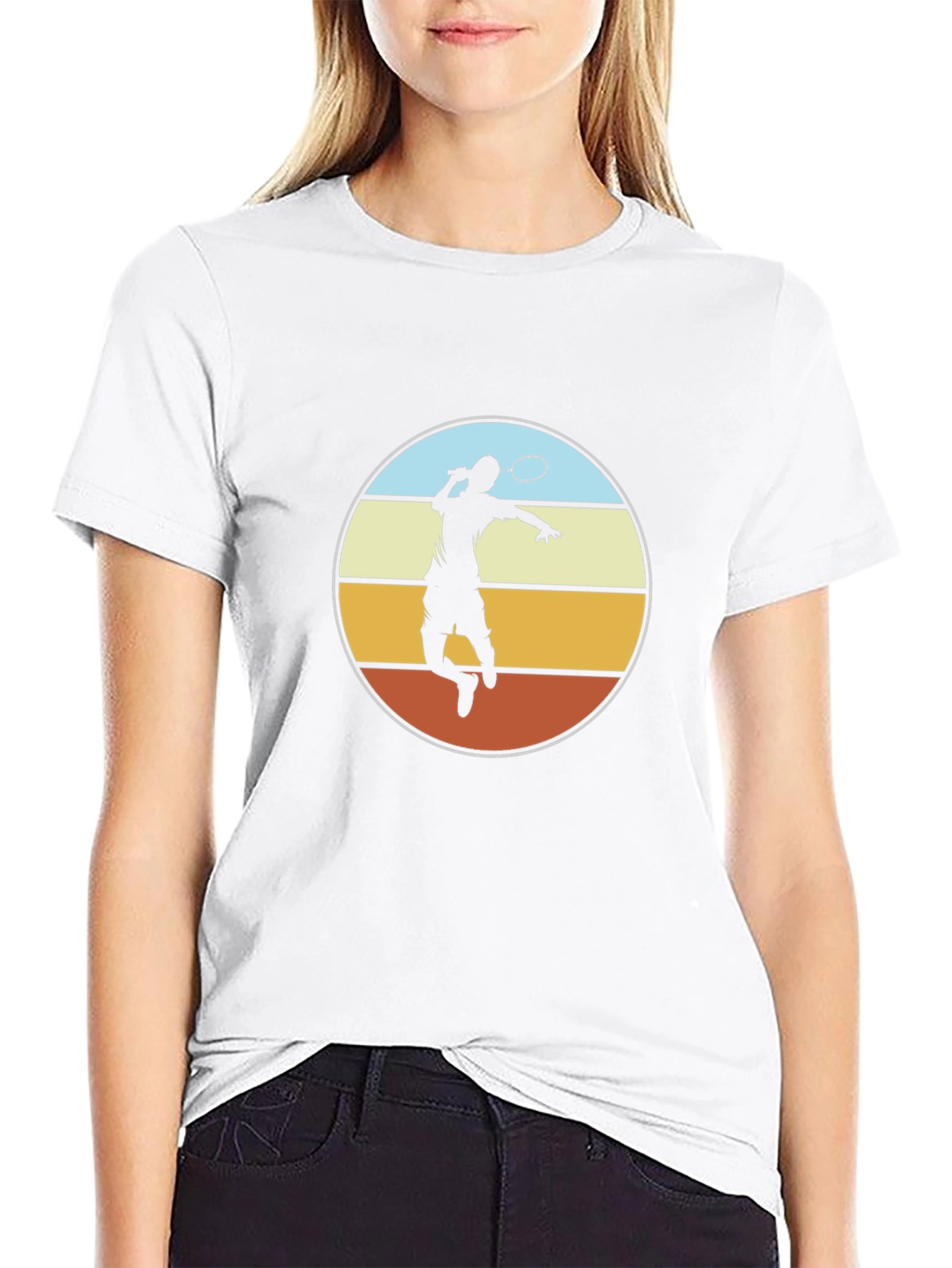 Badminton Player Graphic Tee - Retro Style Design
