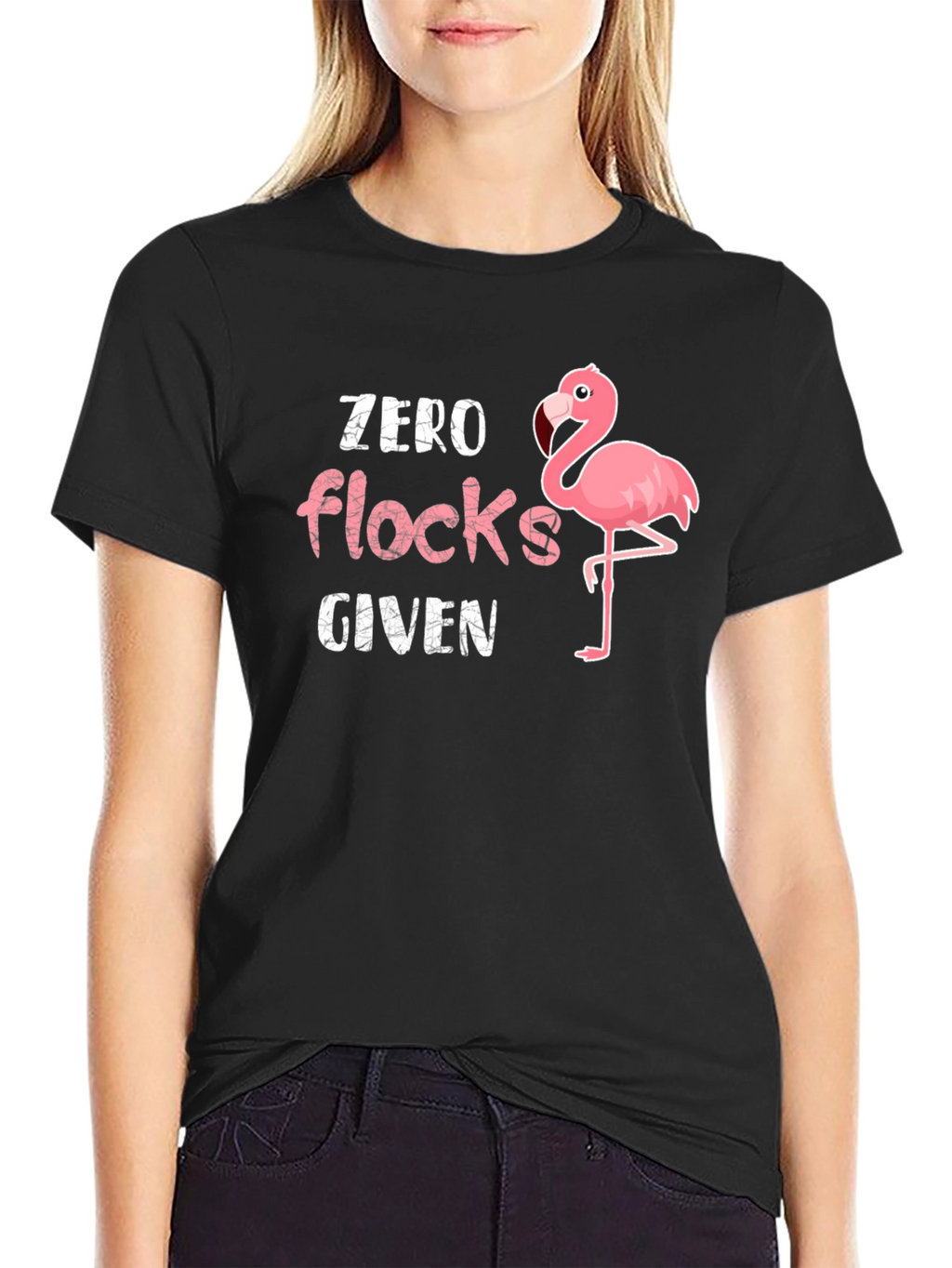 Zero Flocks Given Flamingo Graphic T-Shirt