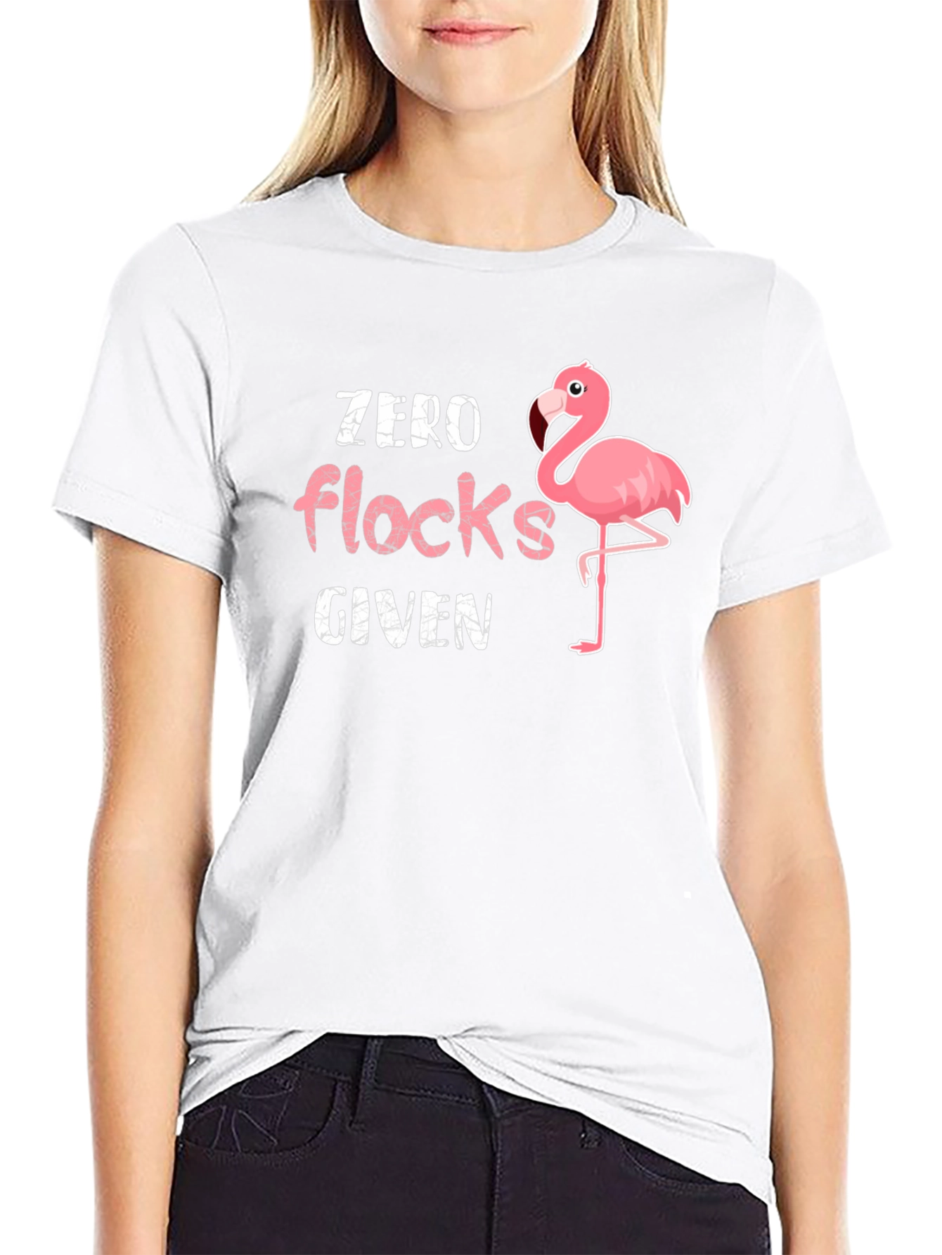 Zero Flocks Given Flamingo Graphic T-Shirt