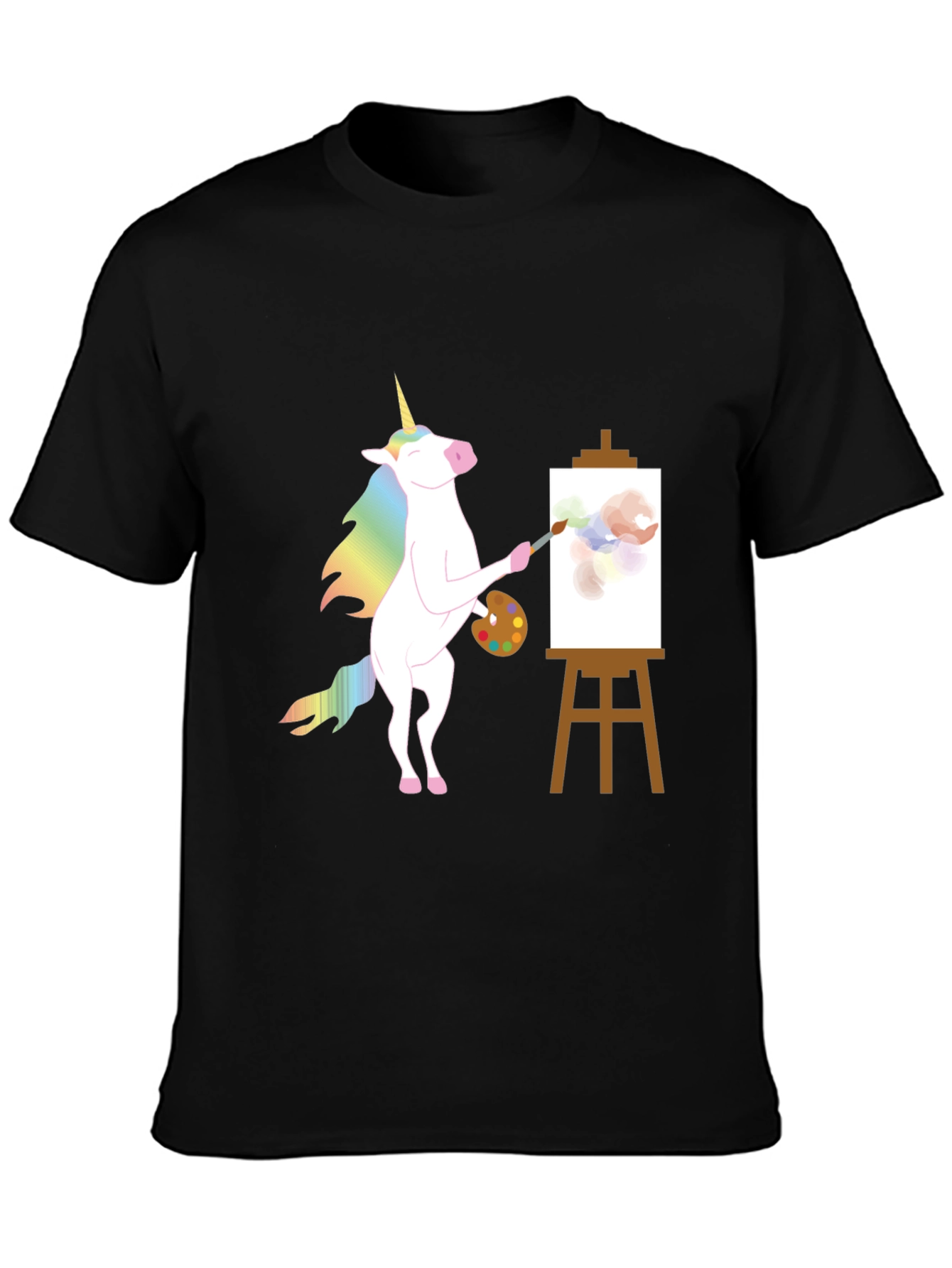 Unicorn Artist Graphic Tee - Mens Black T-Shirt