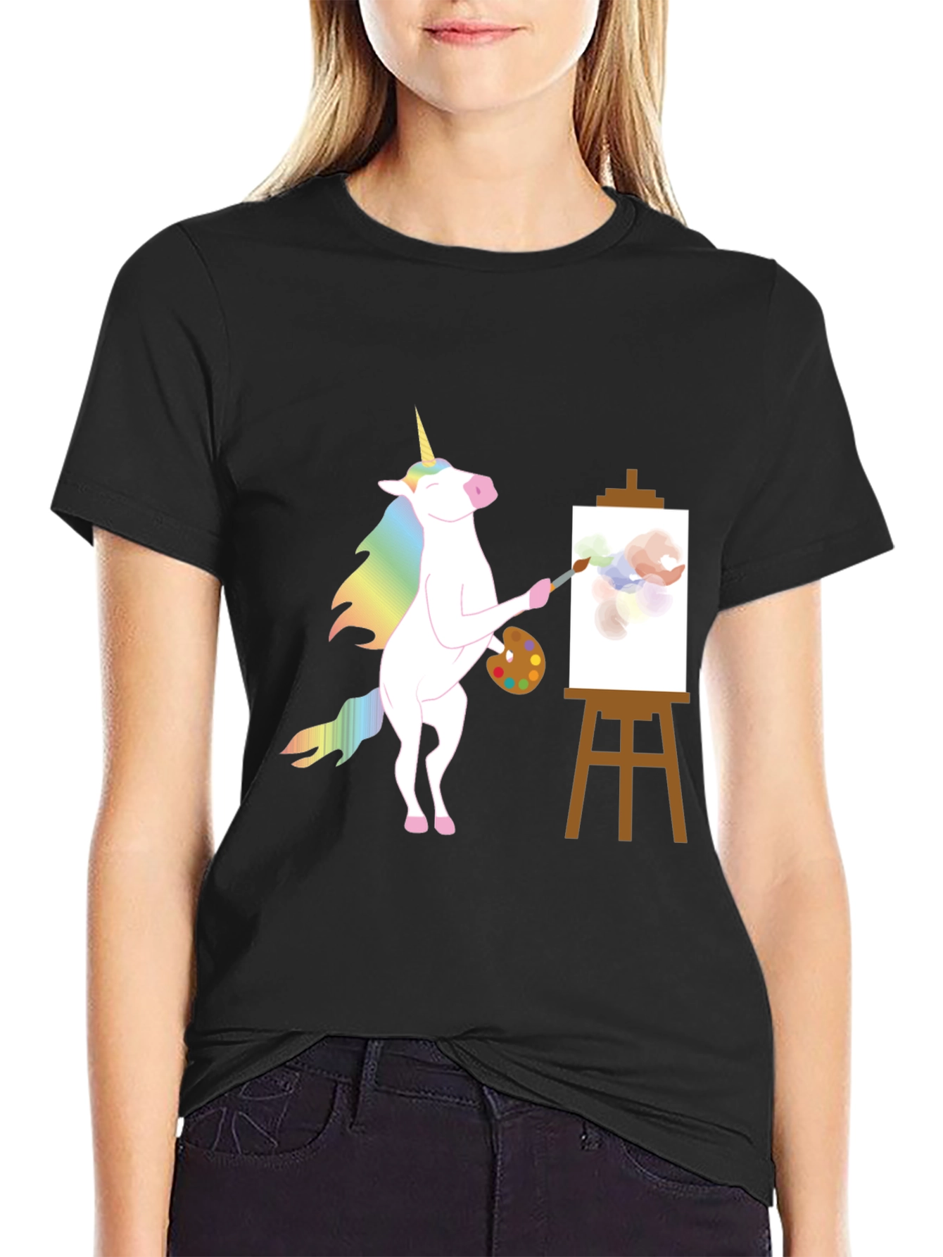 Unicorn Artist Graphic Tee - Mens Black T-Shirt
