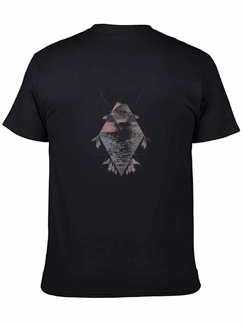 Geometric Fish Graphic Black T-Shirt