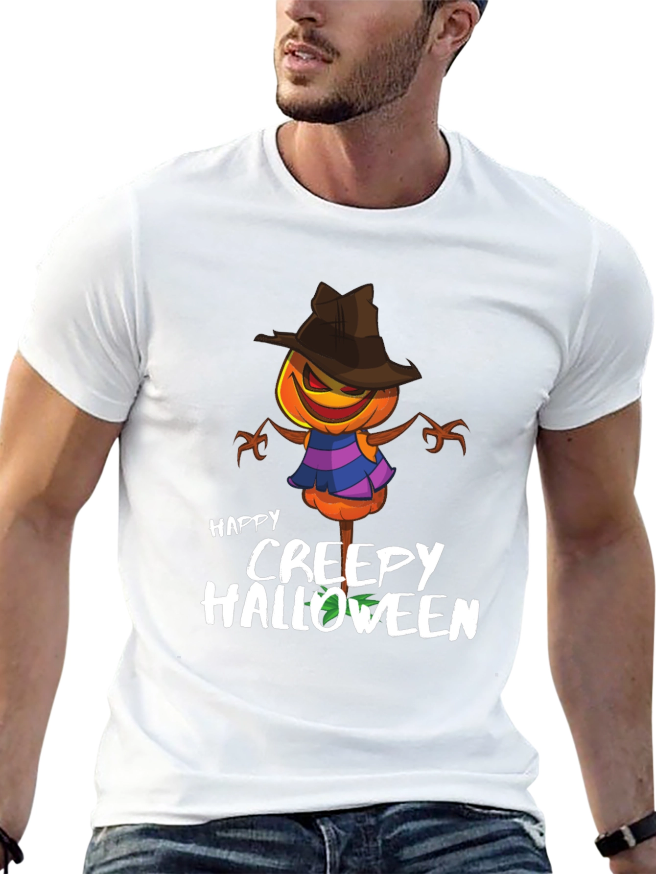 Creepy Halloween Pumpkin Head T-Shirt