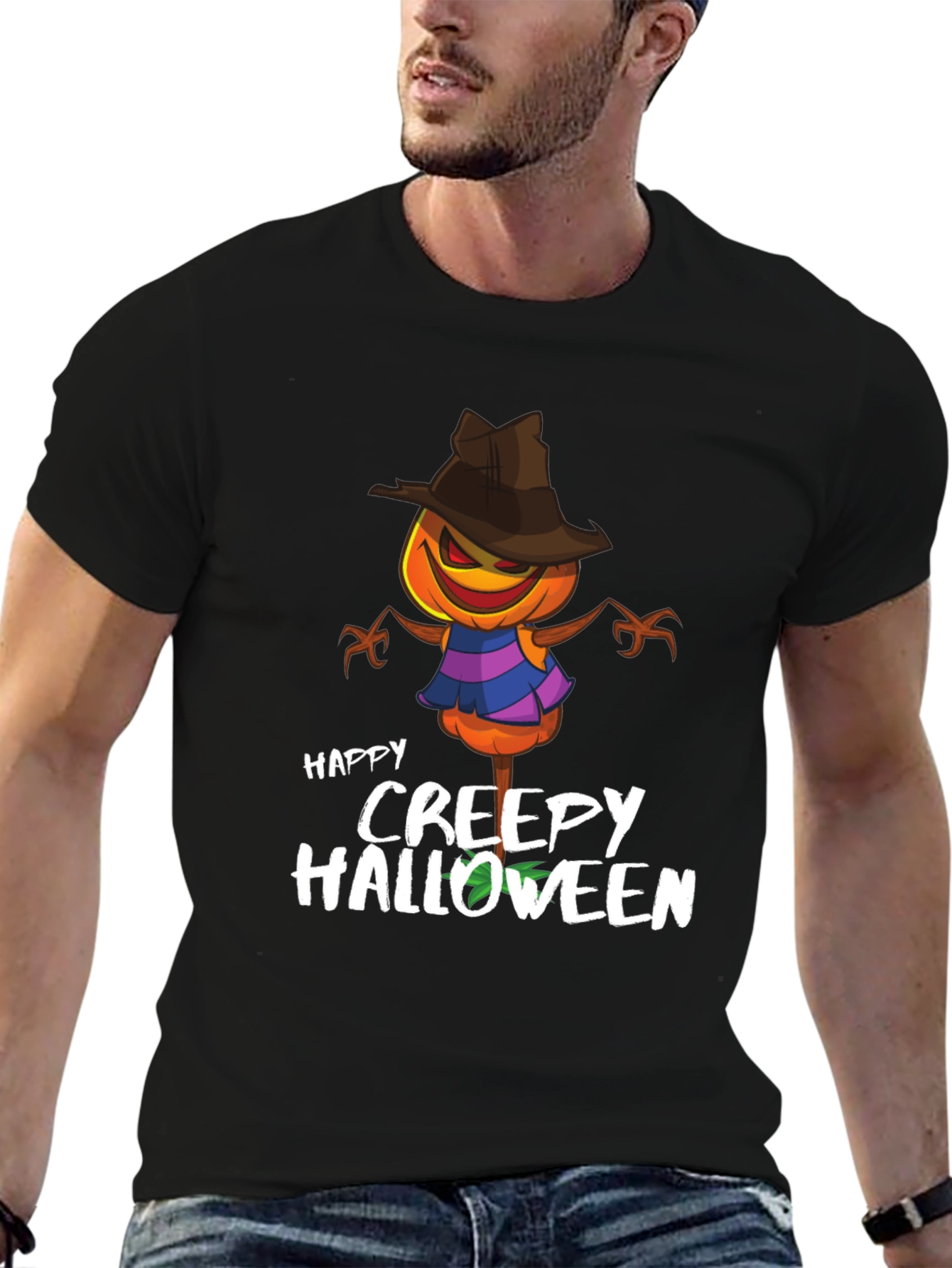 Creepy Halloween Pumpkin Head T-Shirt
