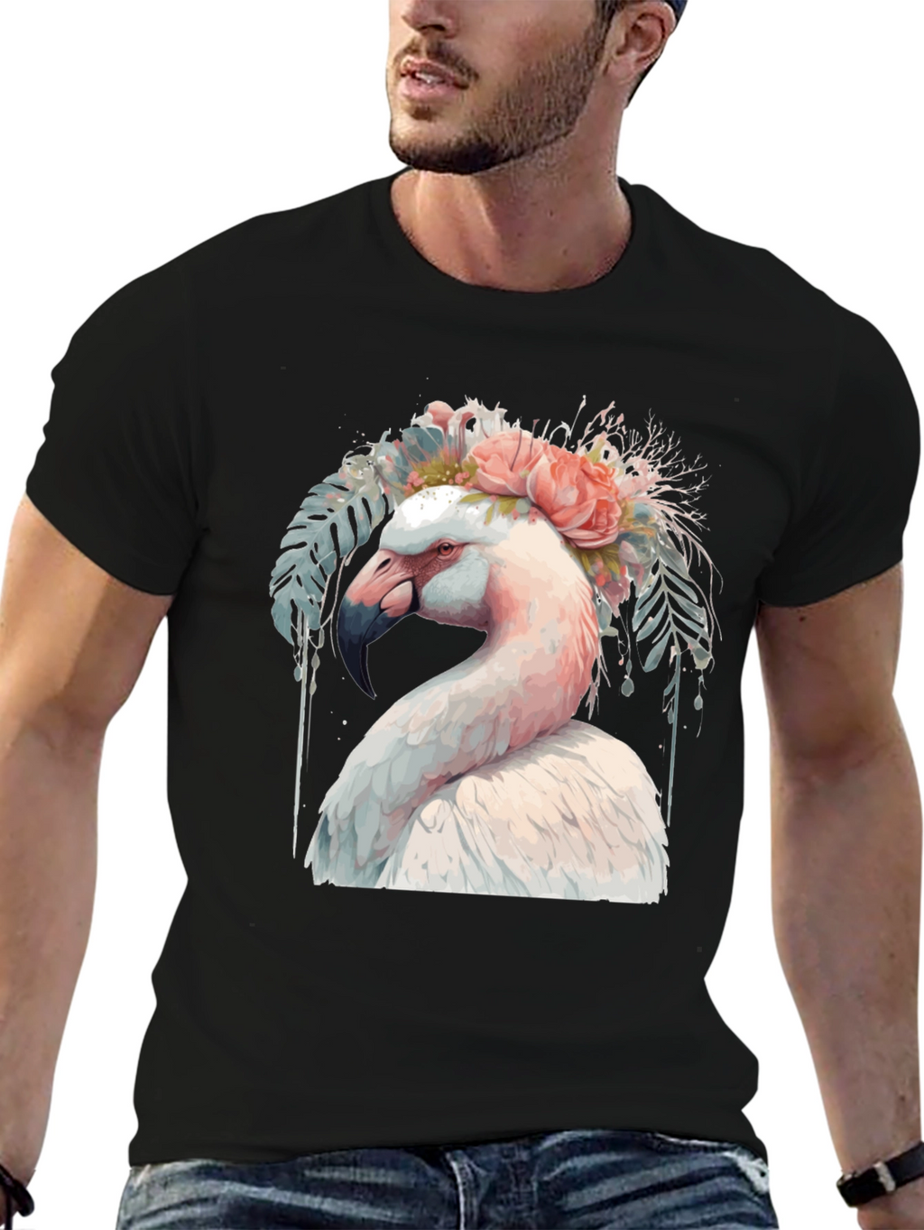Flamingo Floral T-Shirt - Unique Graphic Tee