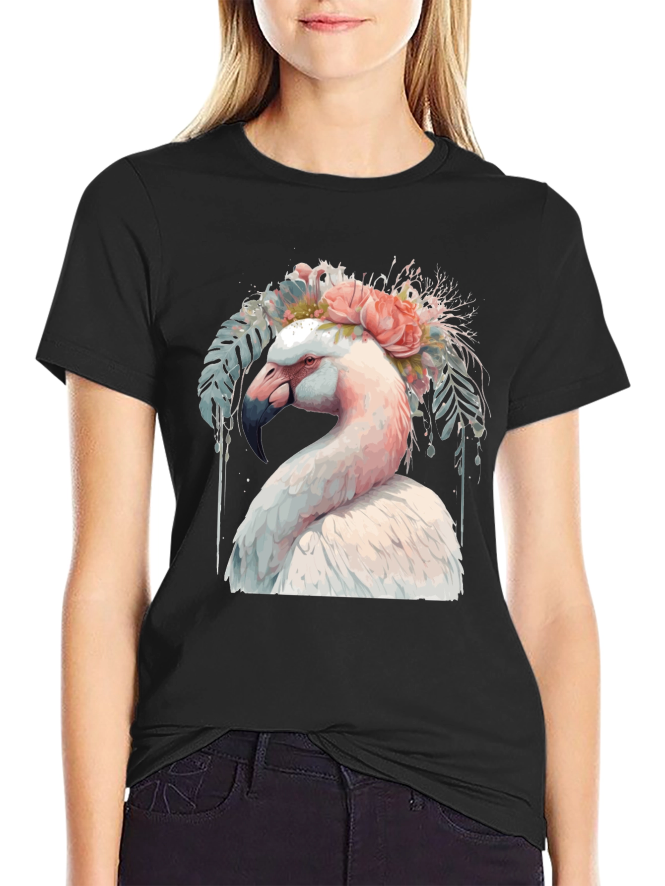 Flamingo Floral T-Shirt - Unique Graphic Tee