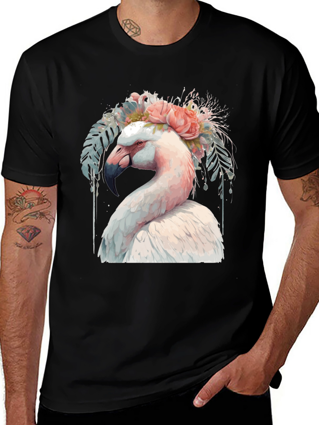 Flamingo Floral T-Shirt - Unique Graphic Tee