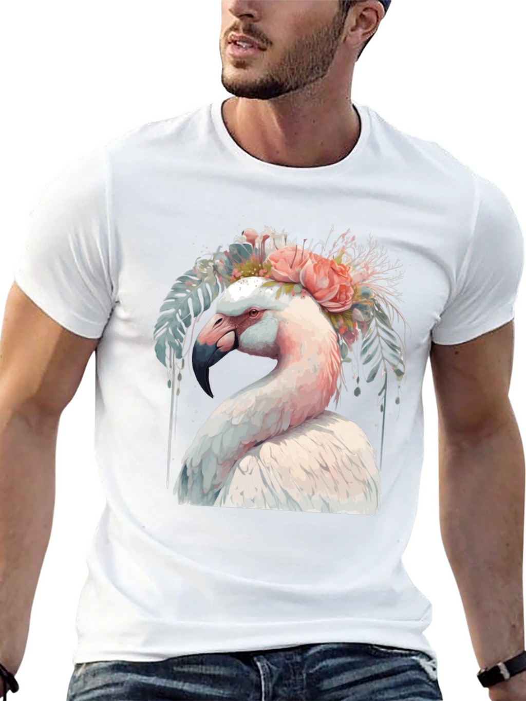 Flamingo Floral T-Shirt - Unique Graphic Tee
