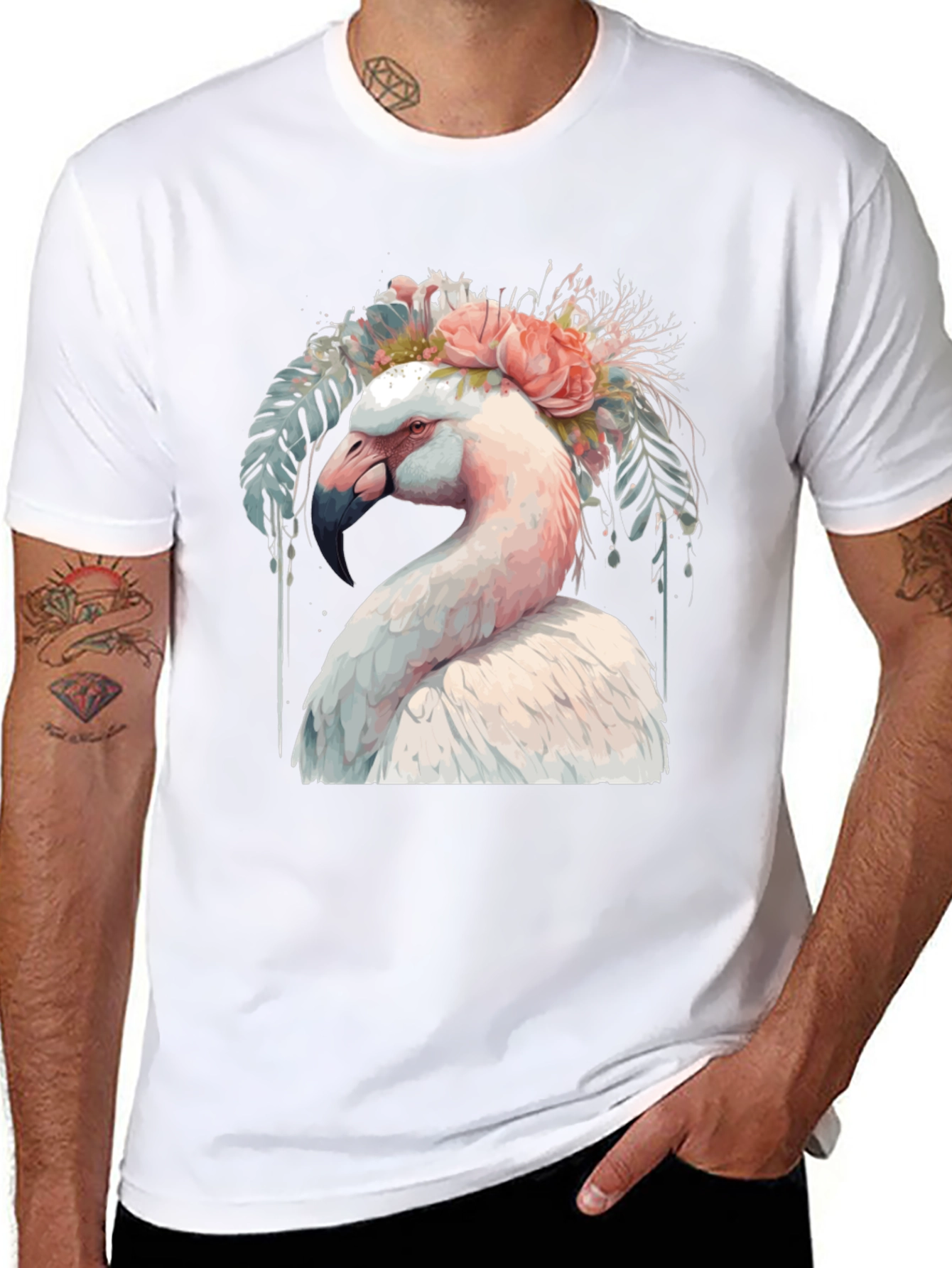 Flamingo Floral T-Shirt - Unique Graphic Tee