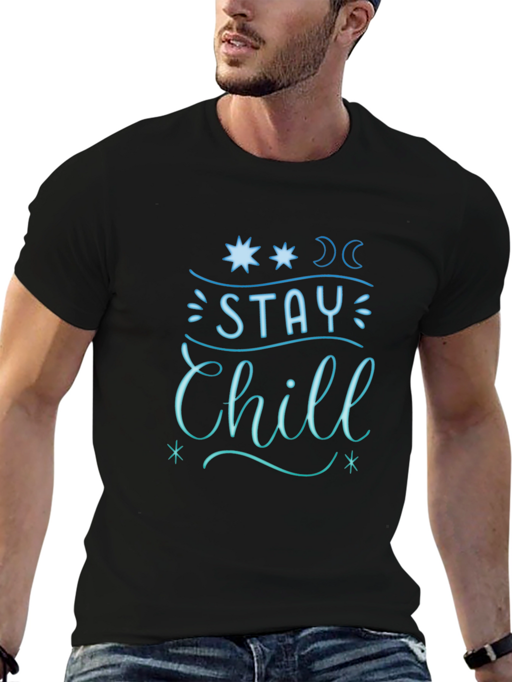 Stay Chill Graphic Tee - Relaxed Fit Black T-Shirt