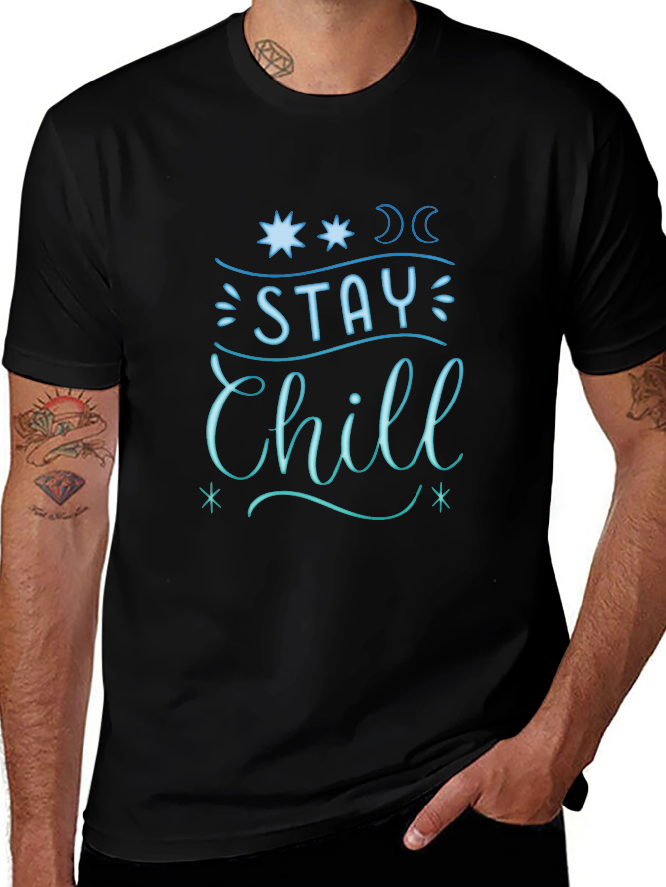 Stay Chill Graphic Tee - Relaxed Fit Black T-Shirt
