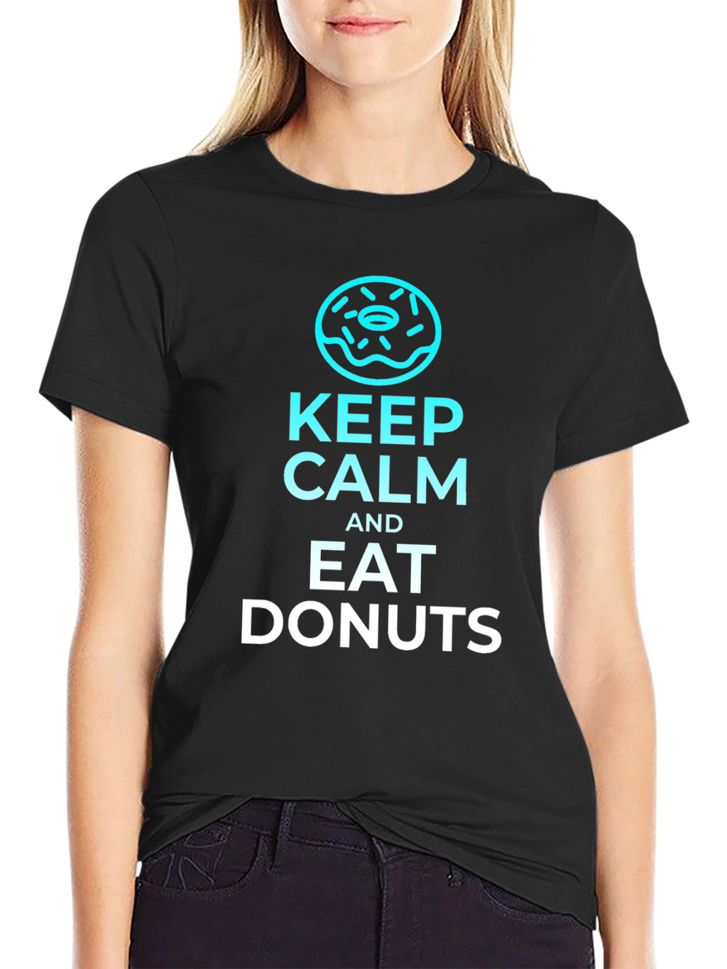 Keep Calm and Eat Donuts Black T-Shirt