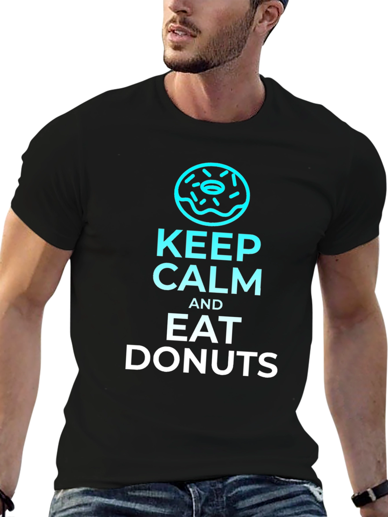 Keep Calm and Eat Donuts Black T-Shirt