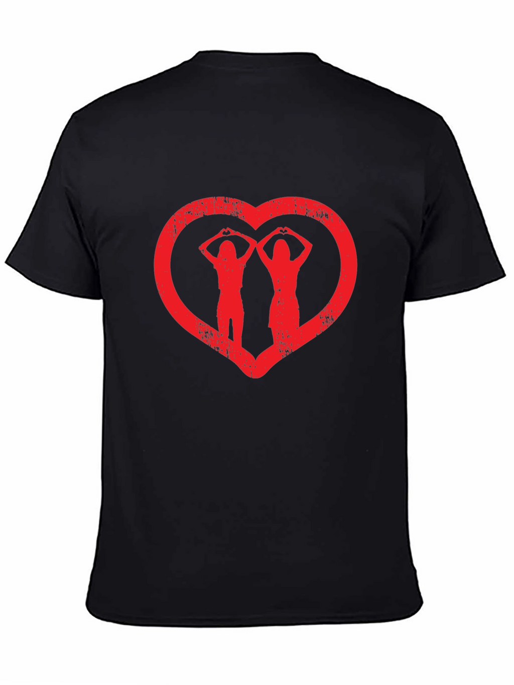Heart Hands Graphic Tee - Black Cotton Casual Shirt