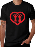 Heart Hands Graphic Tee - Black Cotton Casual Shirt