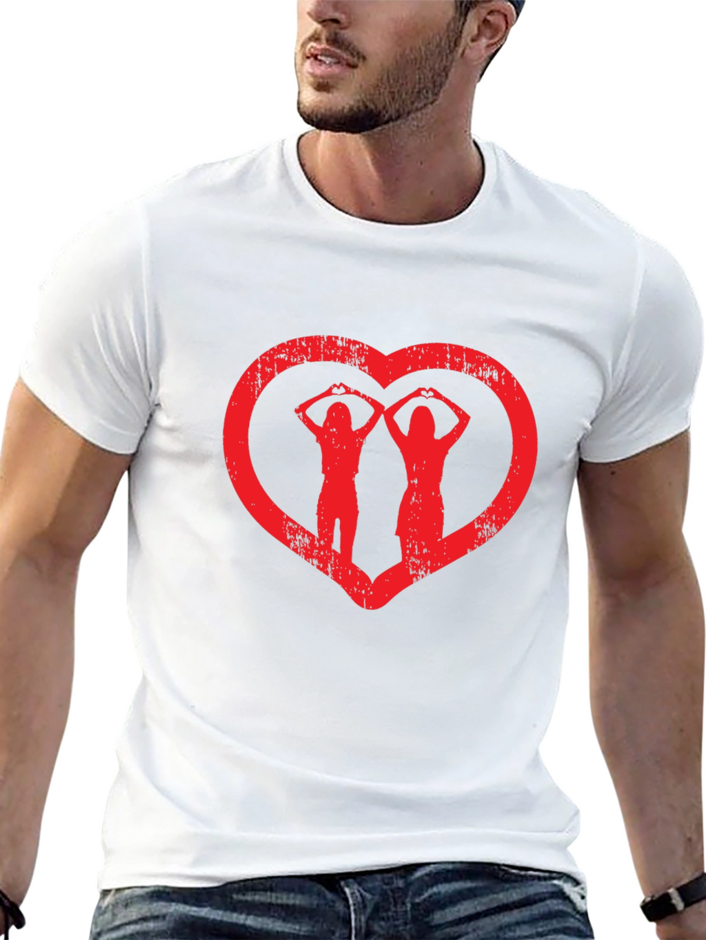 Heart Hands Graphic Tee - Black Cotton Casual Shirt
