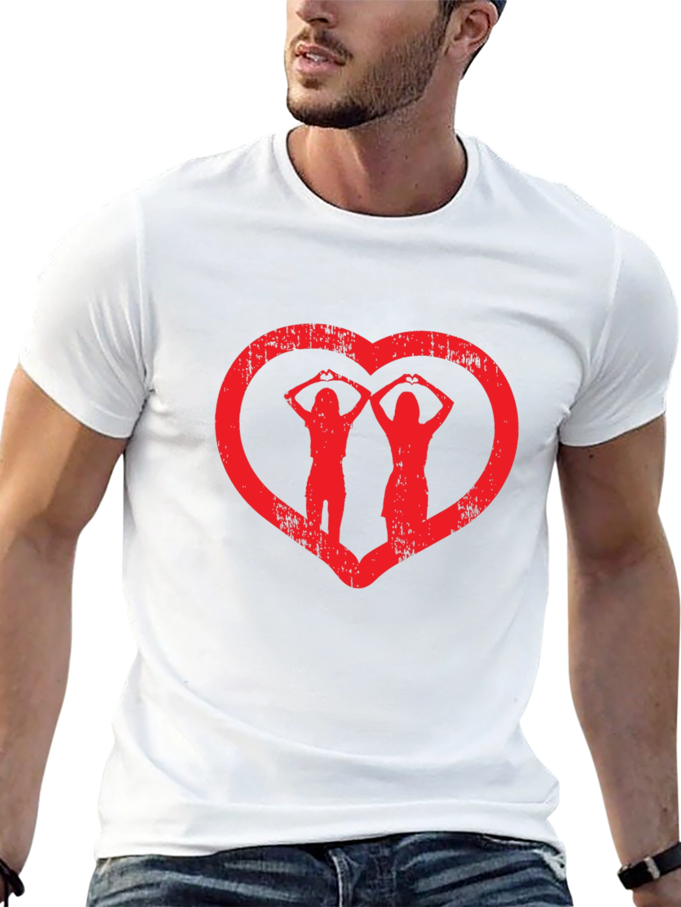 Heart Hands Graphic Tee - Black Cotton Casual Shirt