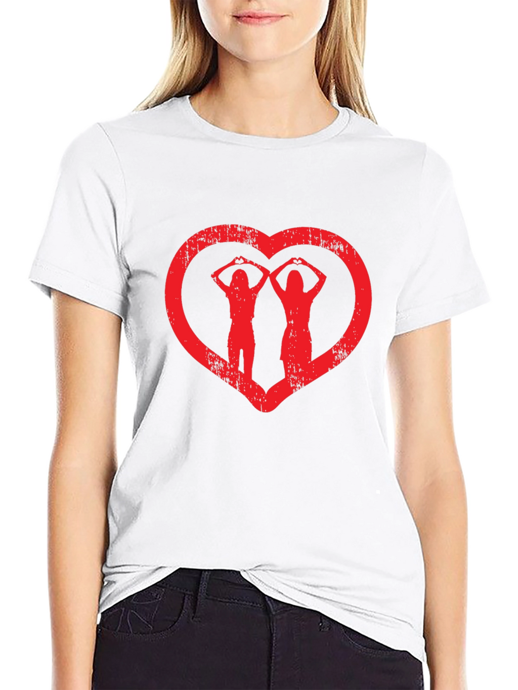 Heart Hands Graphic Tee - Black Cotton Casual Shirt