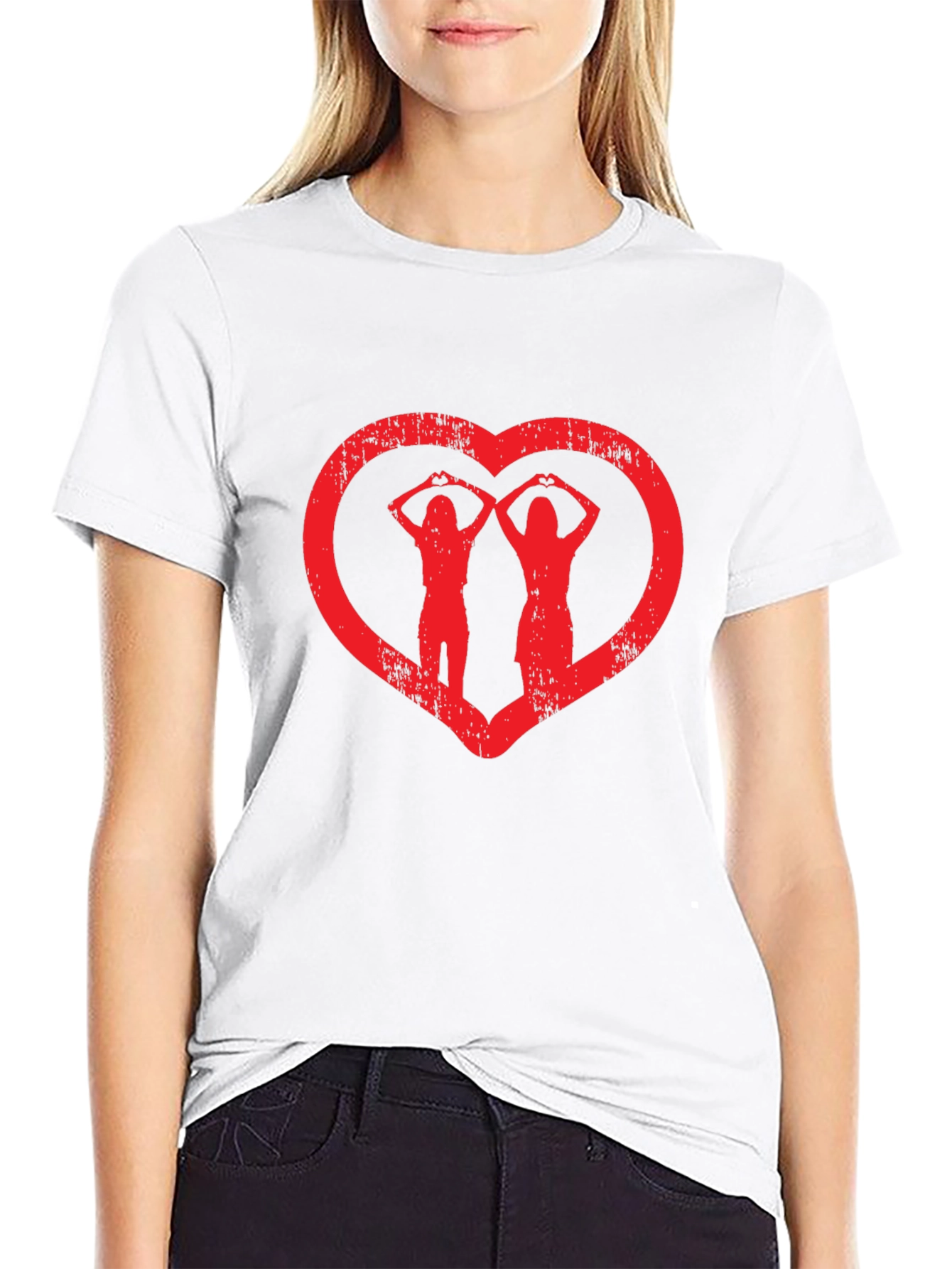 Heart Hands Graphic Tee - Black Cotton Casual Shirt