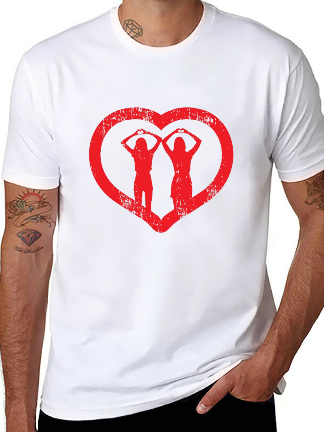 Heart Hands Graphic Tee - Black Cotton Casual Shirt