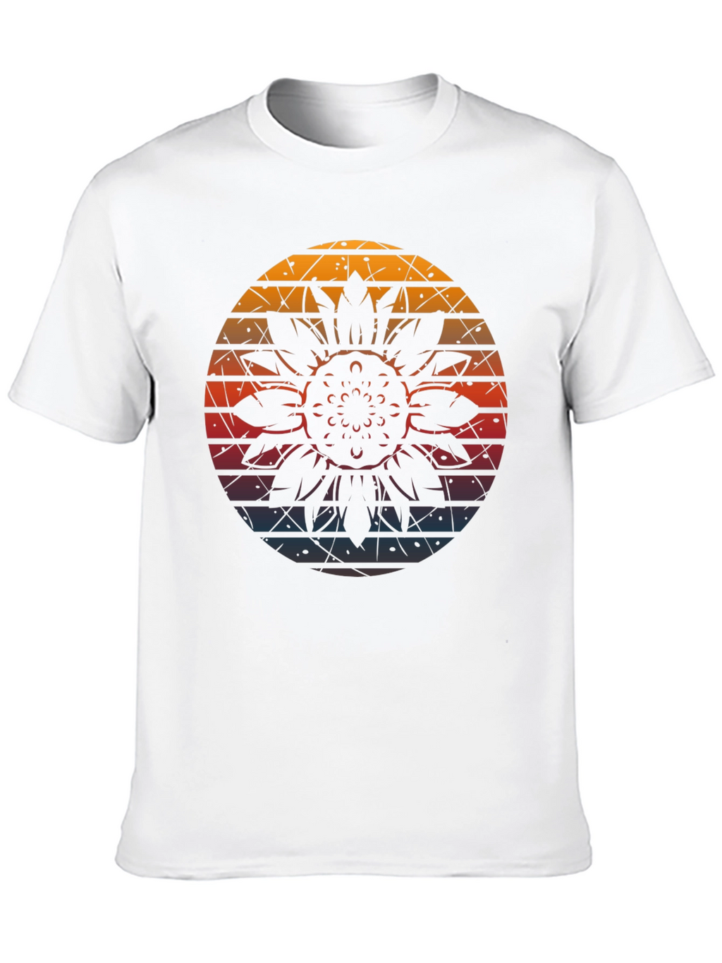 Retro Sunflower Graphic Tee - Black Cotton Blend