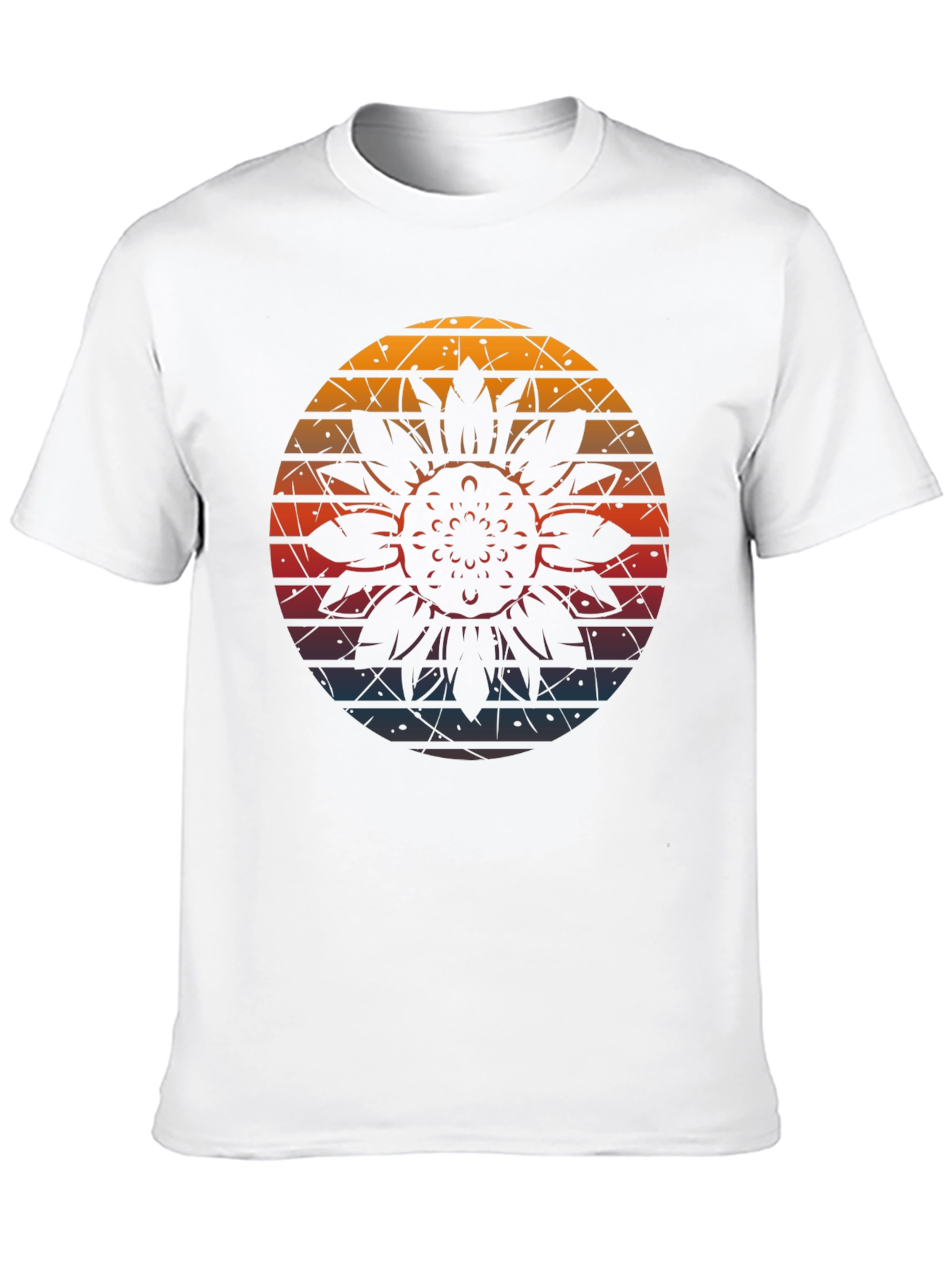 Retro Sunflower Graphic Tee - Black Cotton Blend