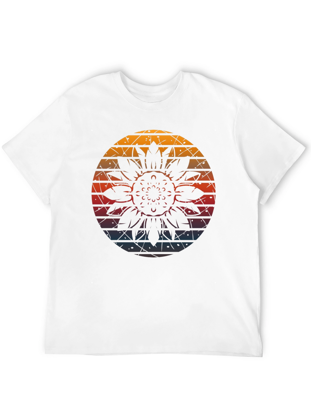 Retro Sunflower Graphic Tee - Black Cotton Blend