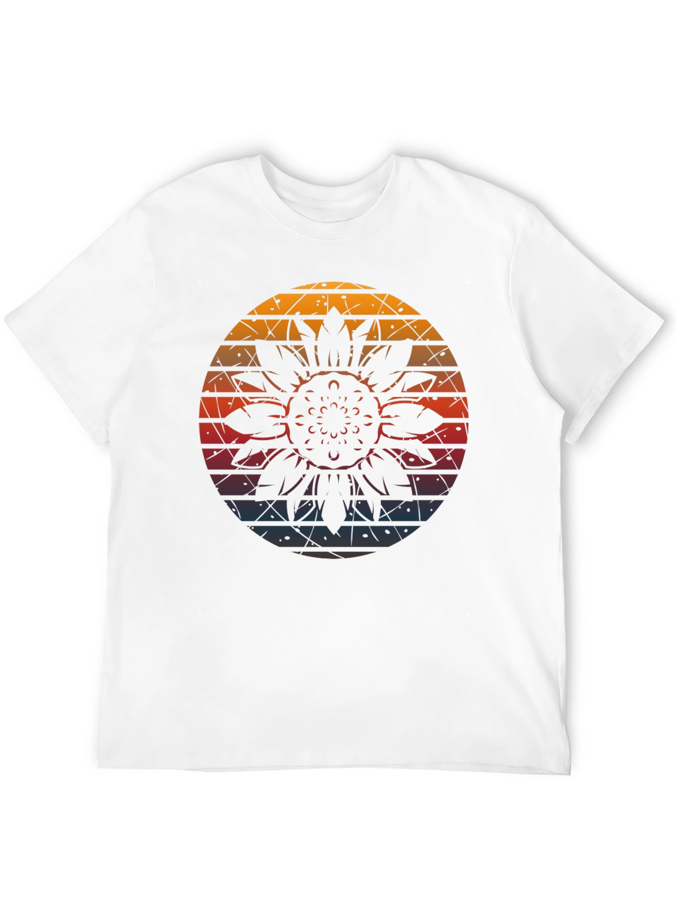 Retro Sunflower Graphic Tee - Black Cotton Blend