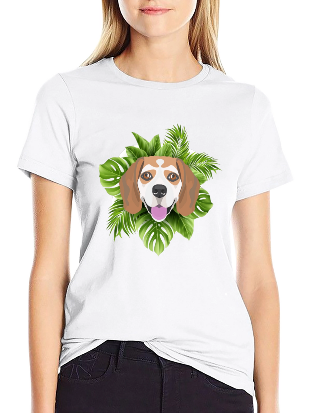 Dog Graphic Tee - Tropical Beagle Print