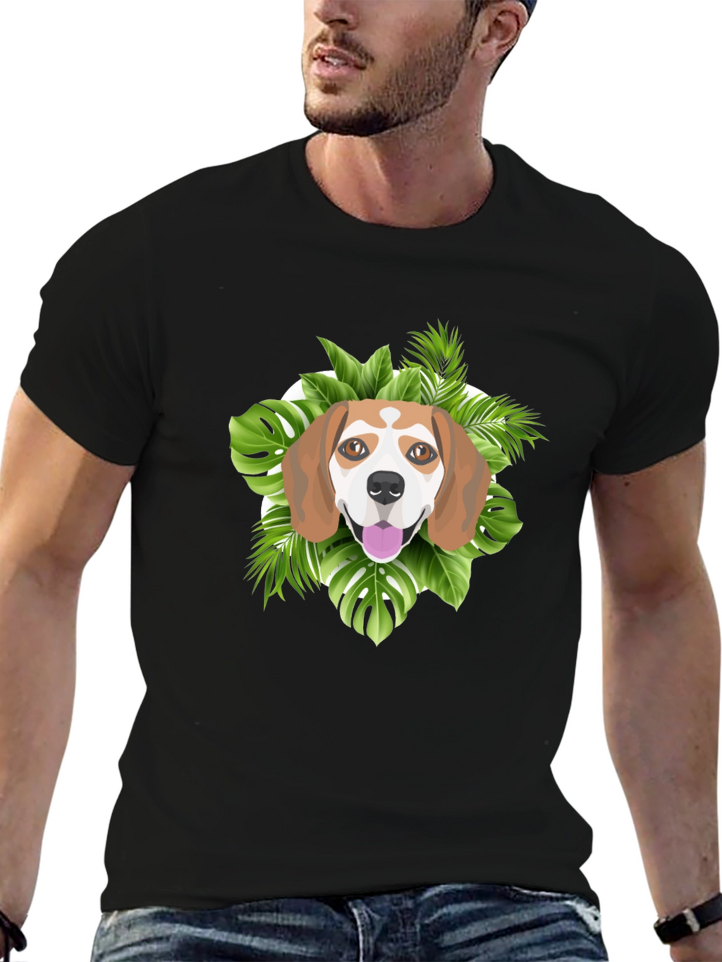 Dog Graphic Tee - Tropical Beagle Print