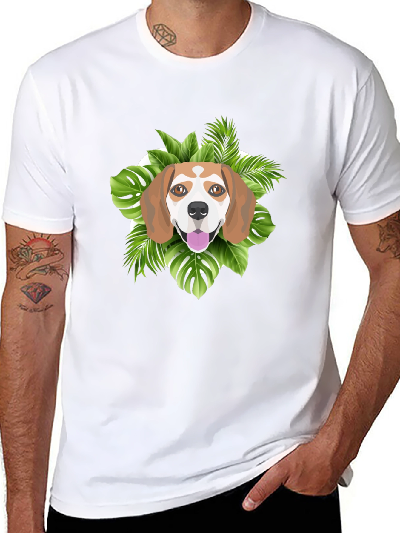 Dog Graphic Tee - Tropical Beagle Print