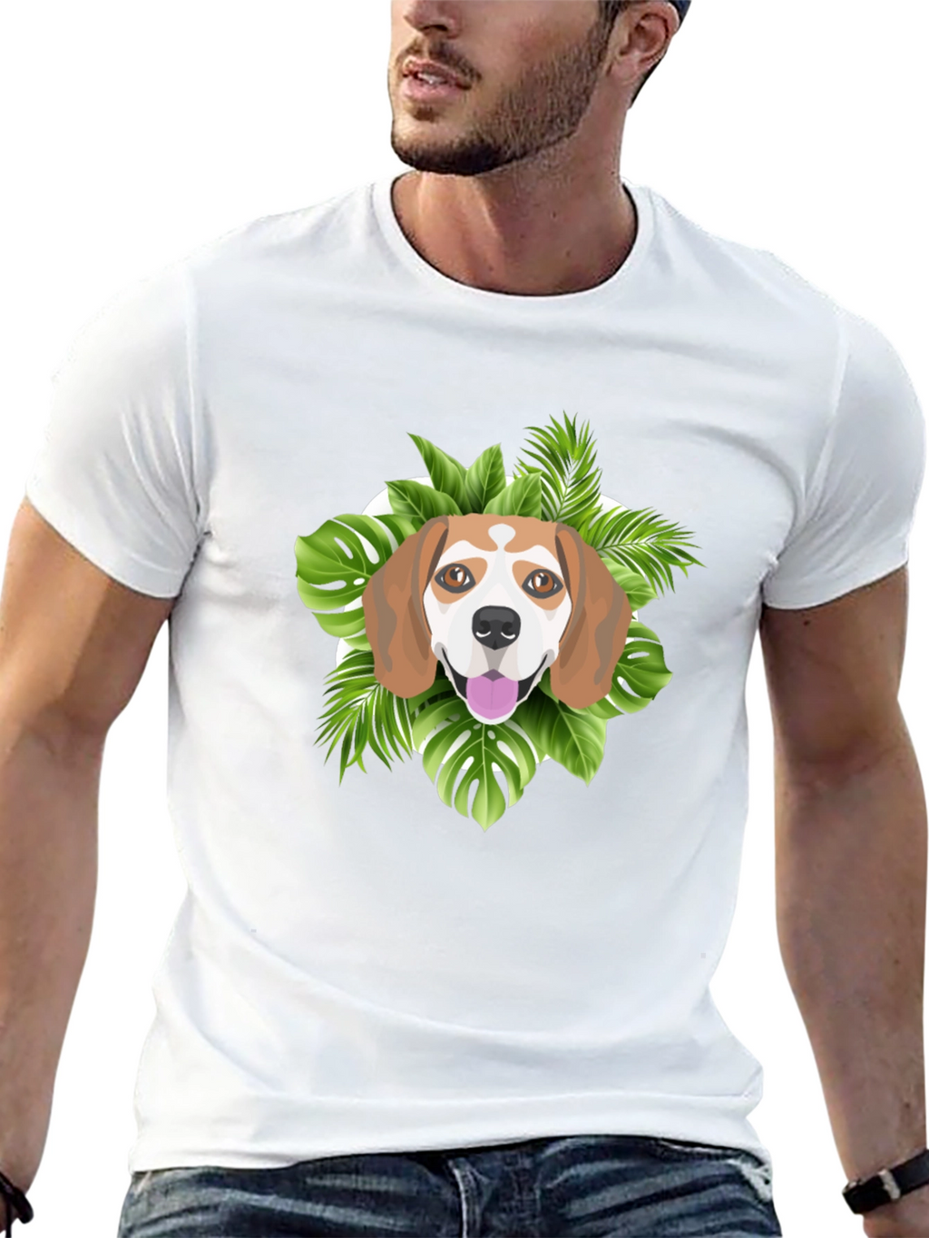 Dog Graphic Tee - Tropical Beagle Print