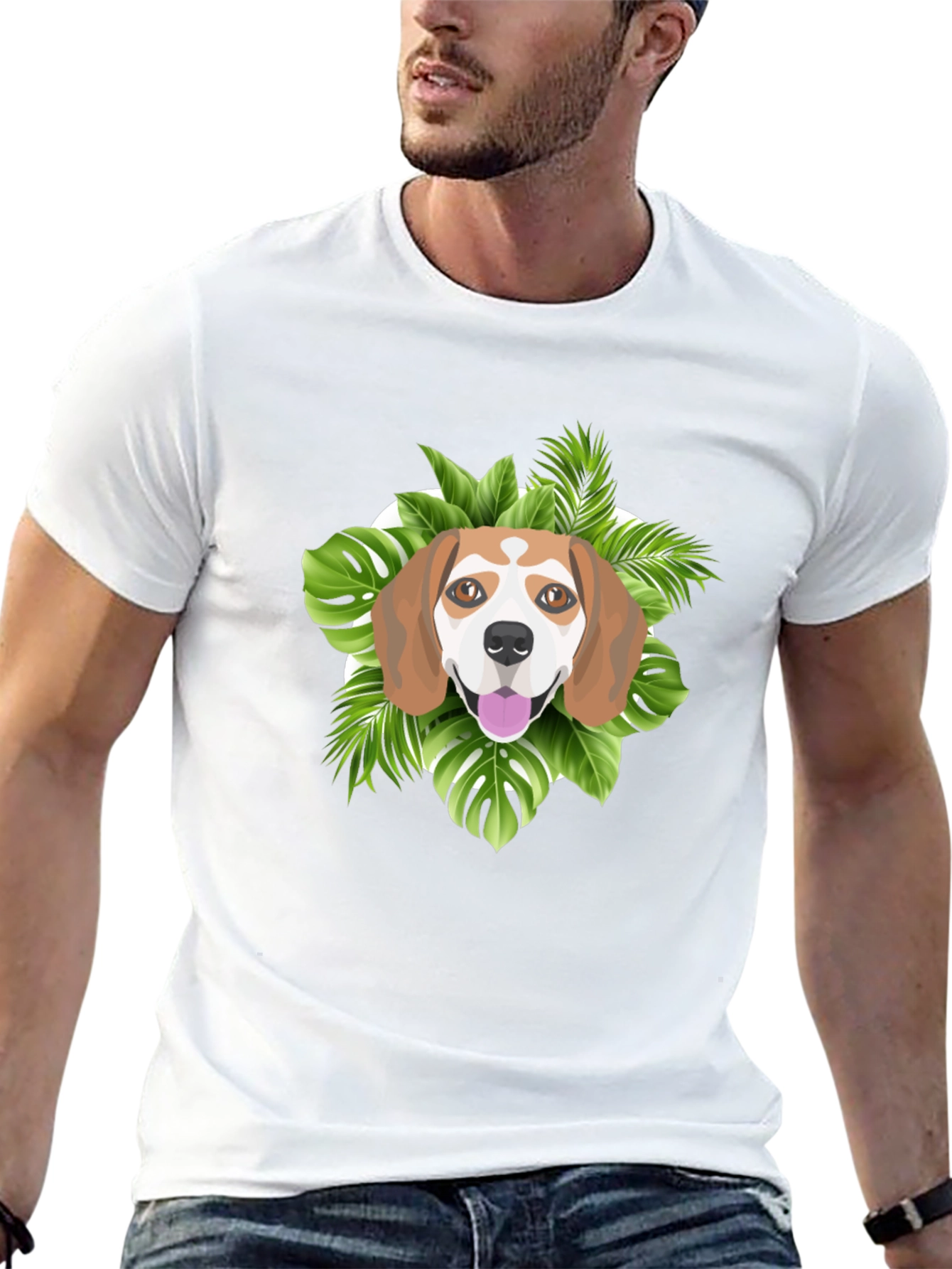 Dog Graphic Tee - Tropical Beagle Print