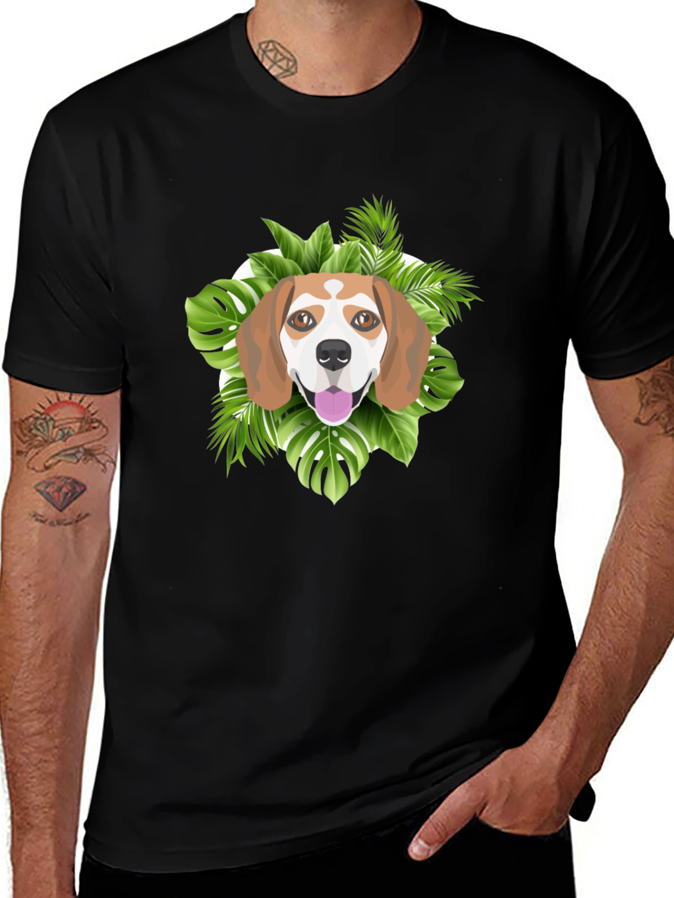 Dog Graphic Tee - Tropical Beagle Print