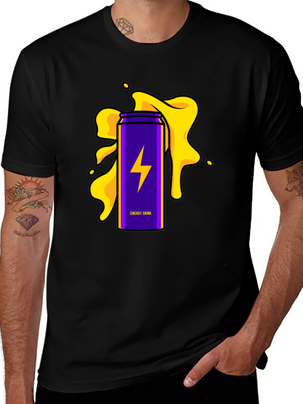 Energy Drink T-Shirt - Purple Lightning Bolt Design