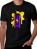Energy Drink T-Shirt - Purple Lightning Bolt Design