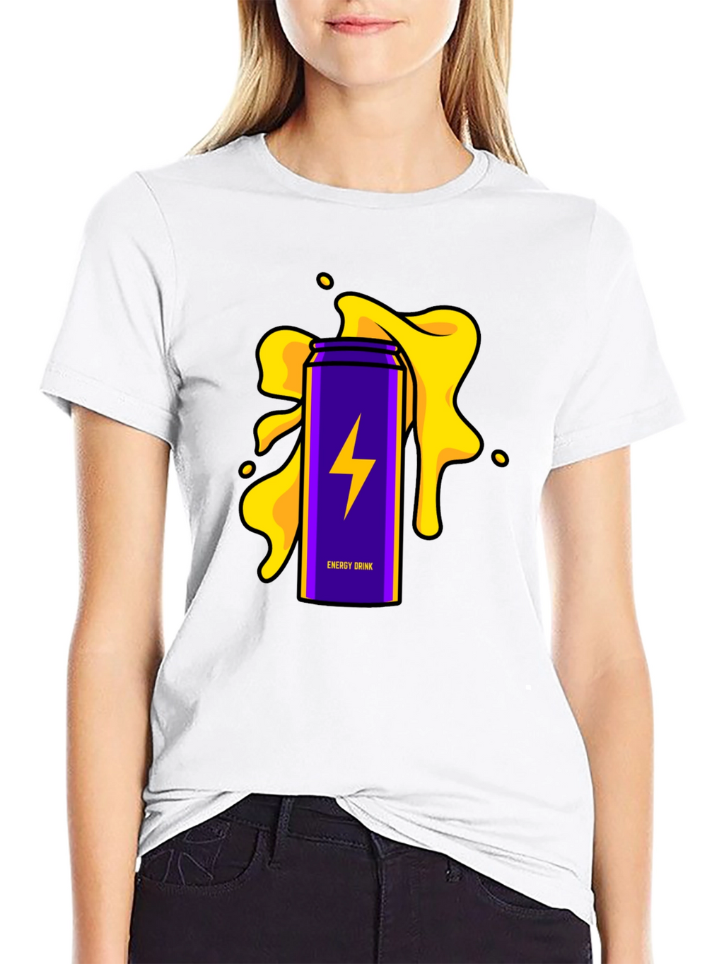 Energy Drink T-Shirt - Purple Lightning Bolt Design