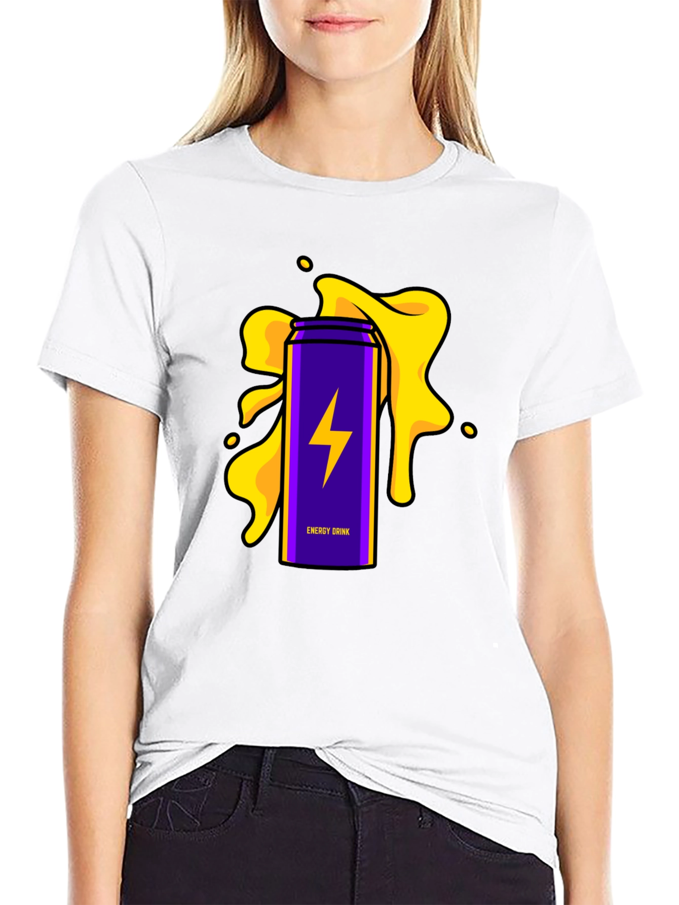 Energy Drink T-Shirt - Purple Lightning Bolt Design