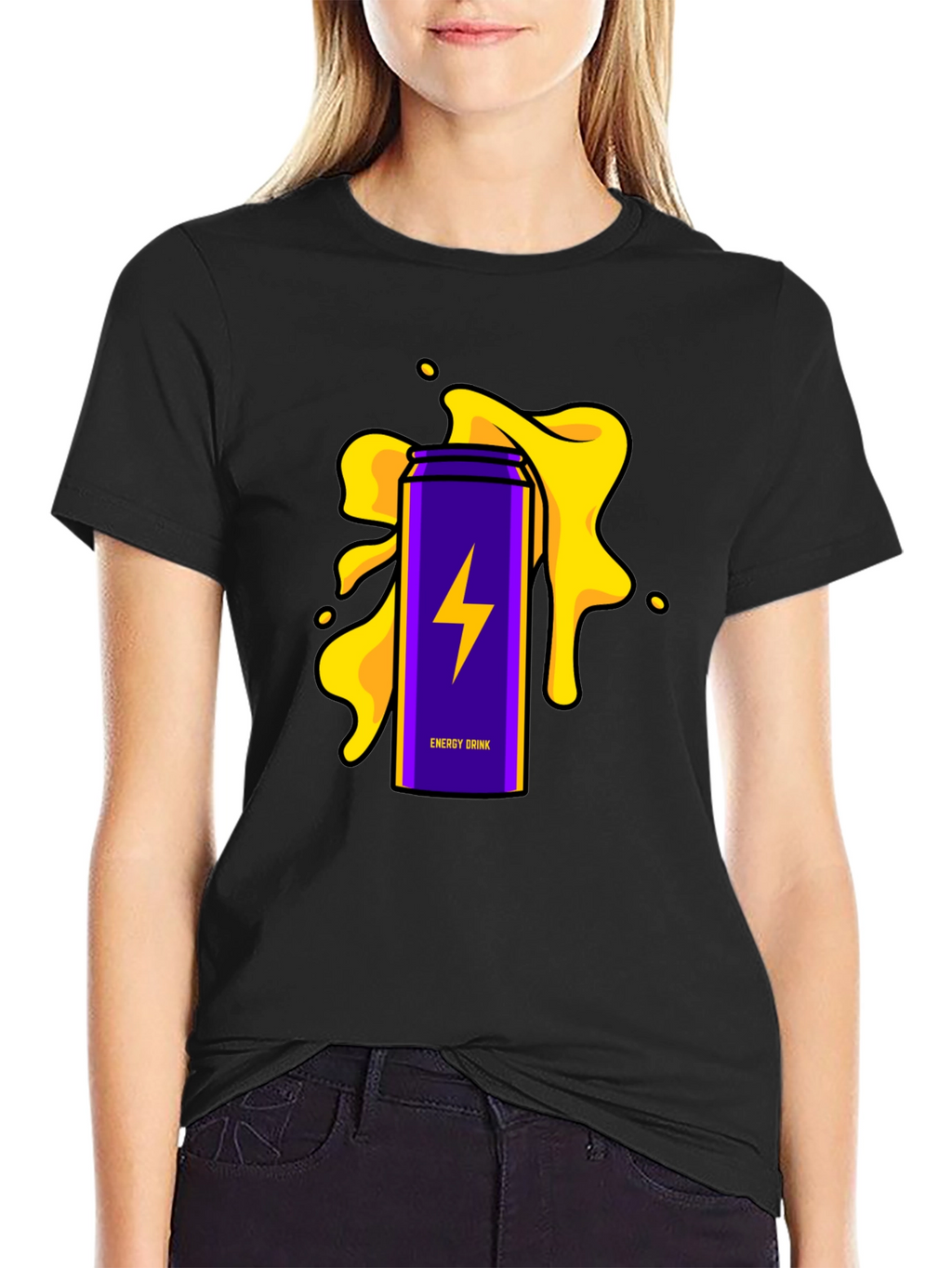 Energy Drink T-Shirt - Purple Lightning Bolt Design