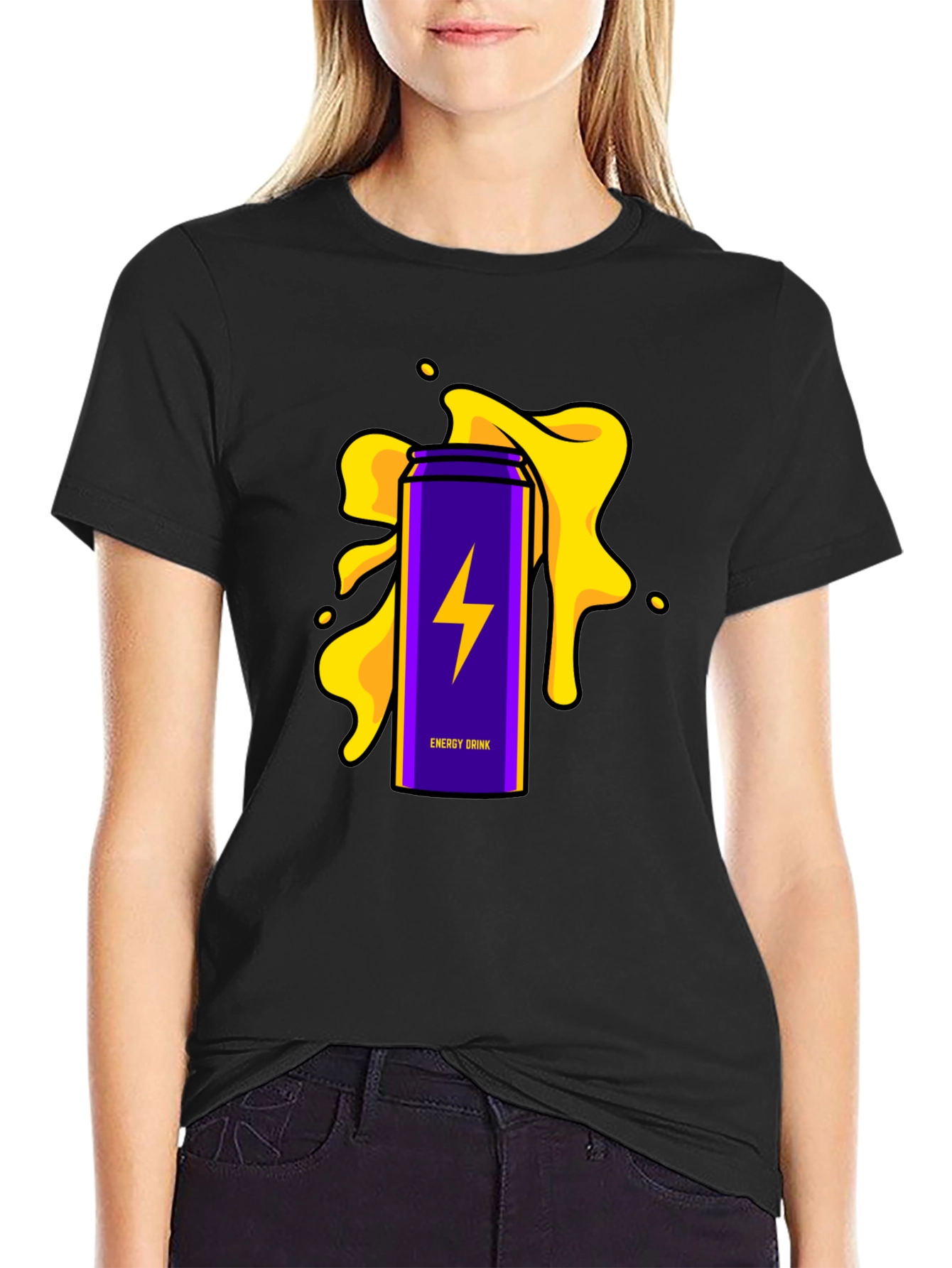 Energy Drink T-Shirt - Purple Lightning Bolt Design