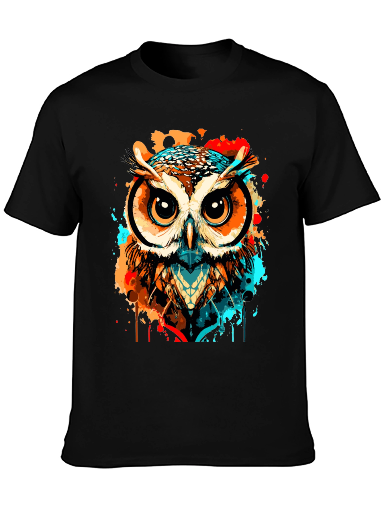 Owl Graphic T-Shirt - Artsy Watercolor Design
