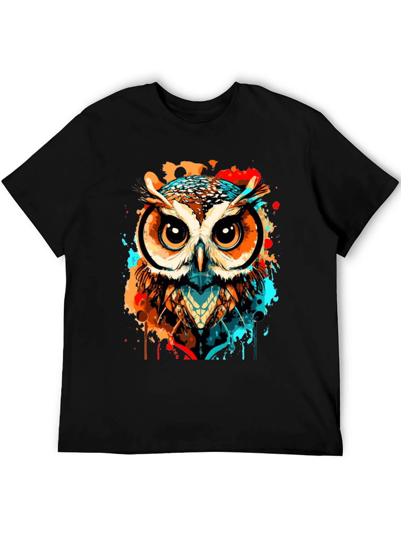 Owl Graphic T-Shirt - Artsy Watercolor Design