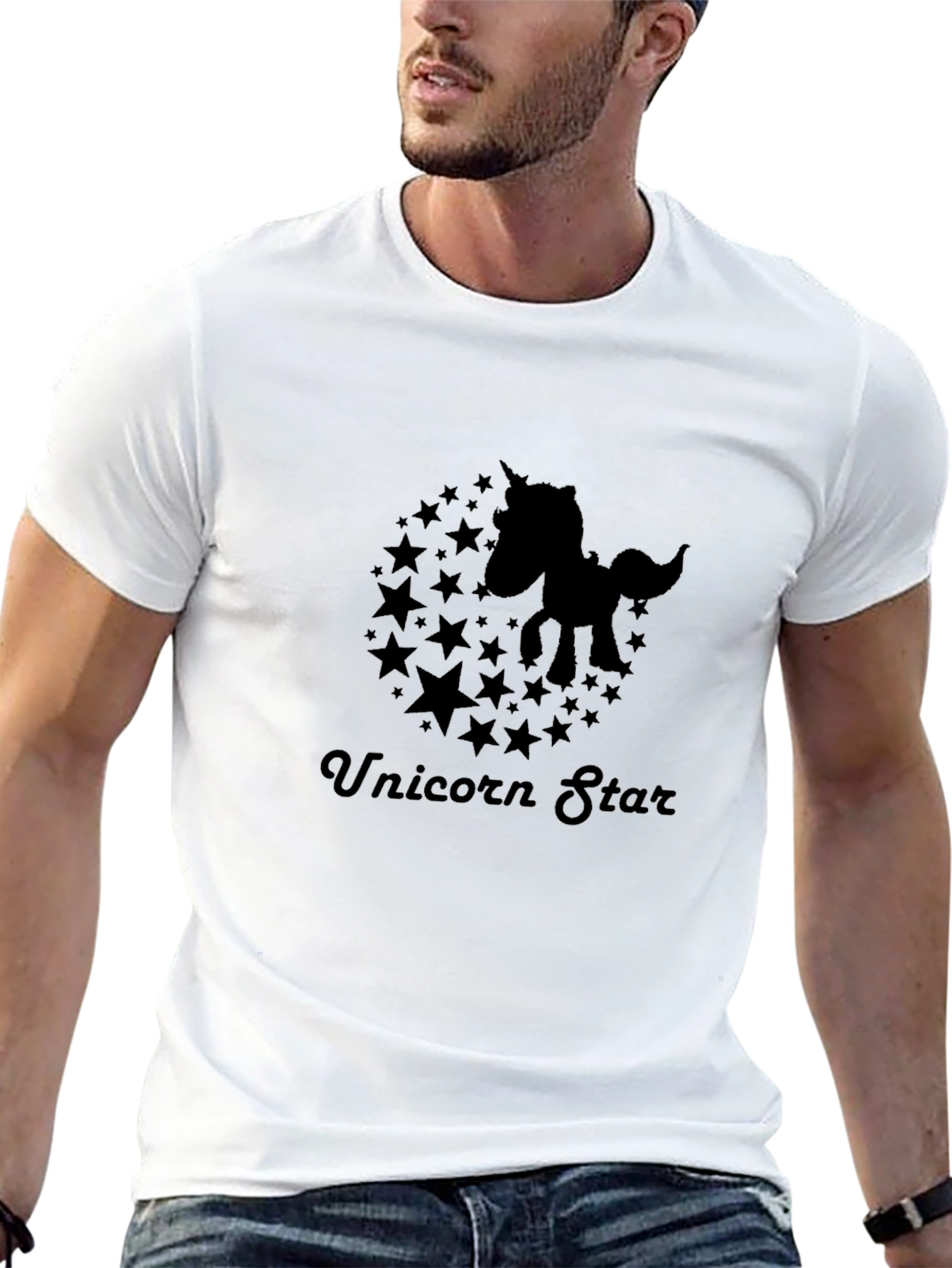 Unicorn Star Graphic T-Shirt - Black