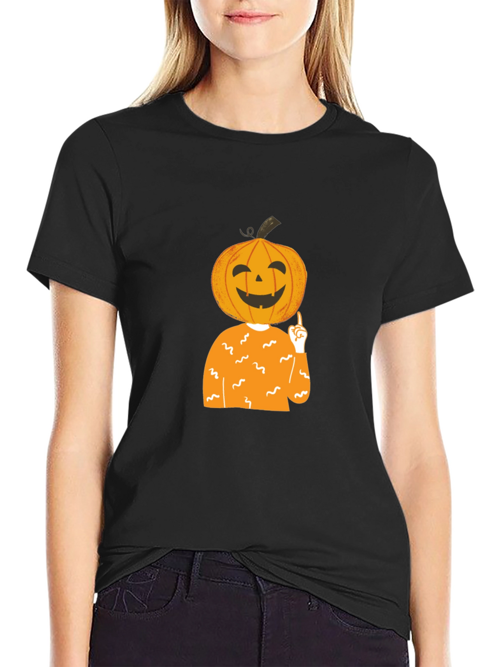 Pumpkin Head Halloween T-Shirt - Black